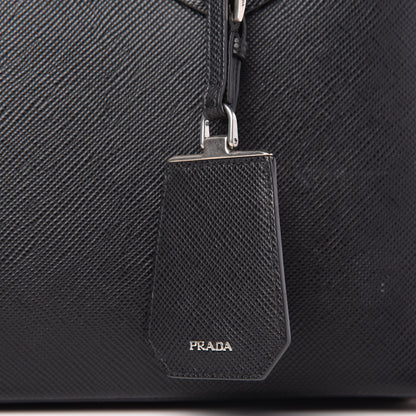 Prada Saffiano Cuir Small Double Bag Black Chrome 10 of 13