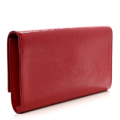Saint Laurent Textured Patent Monogram Large Belle De Jour Clutch Red 3 of 6