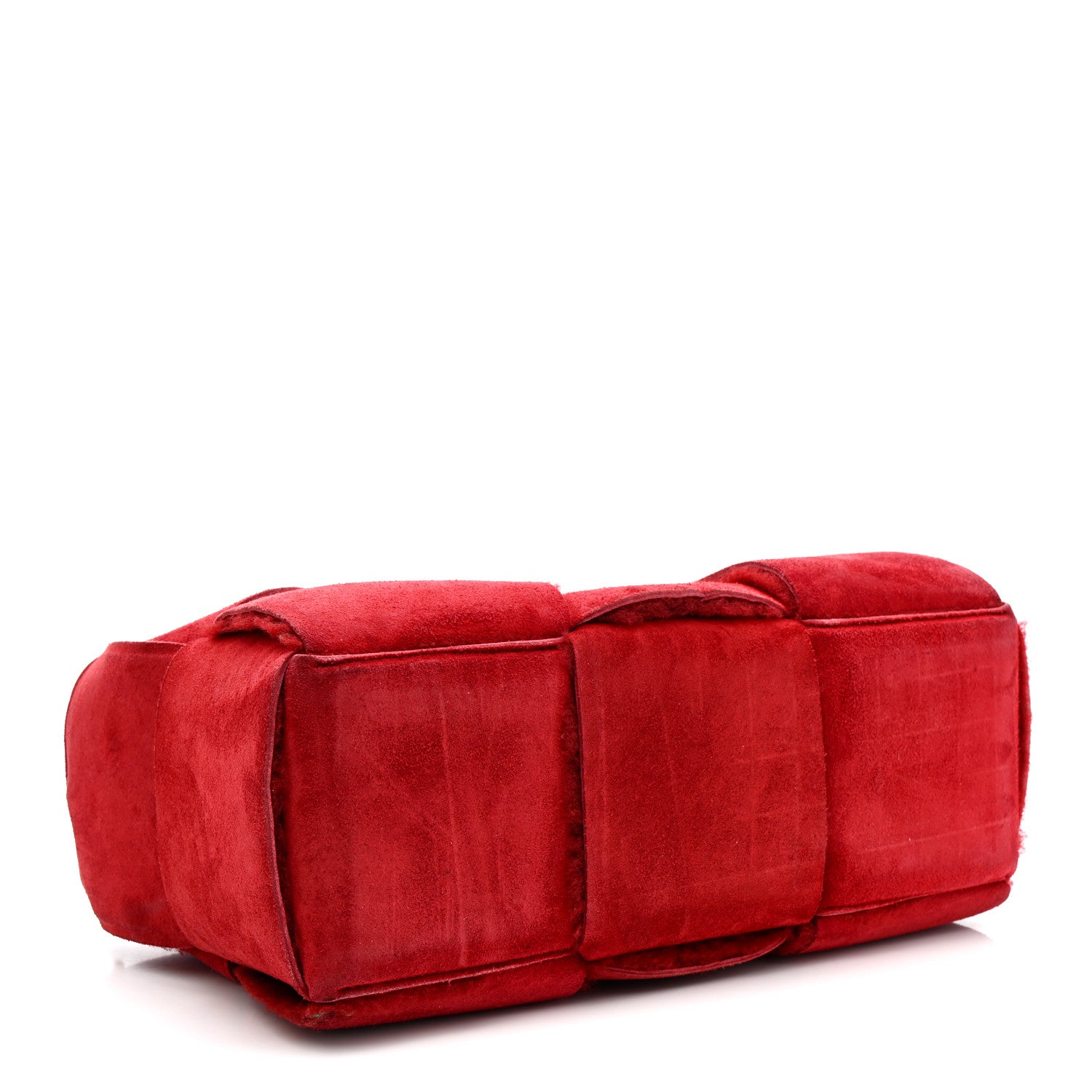 Bottega Veneta Suede Shearling Maxi Intrecciato Small Arco Tote Red 5 of 11