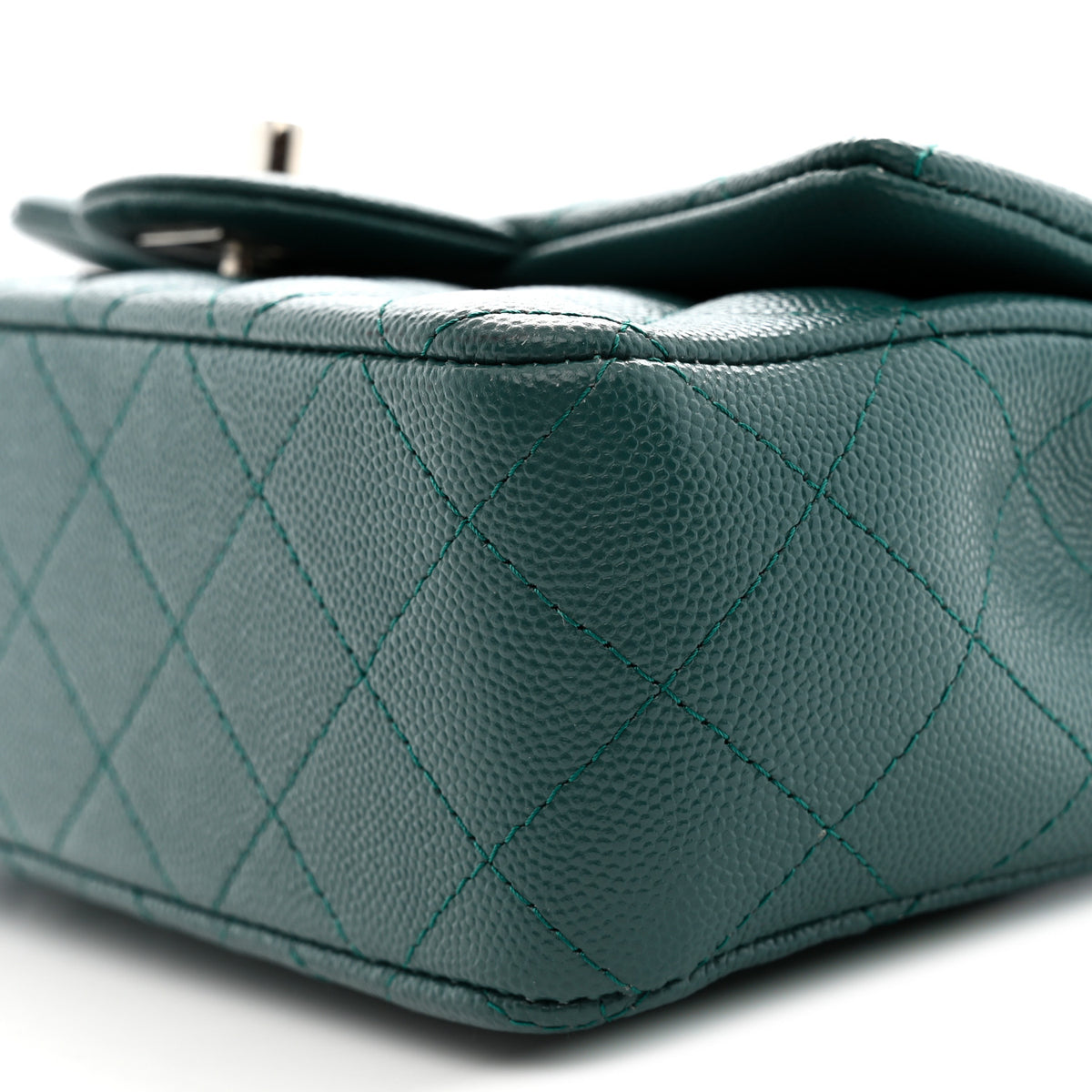 Chanel Caviar Quilted Mini Rectangular Flap Dark Green 10 of 10