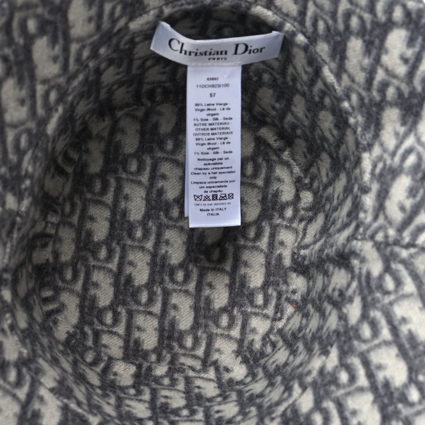 Wool Oblique Jacquard Bucket Hat 57 Grey