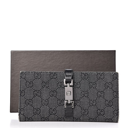 Gucci Denim Calfskin Monogram Blake Continental Wallet Black 8 of 8