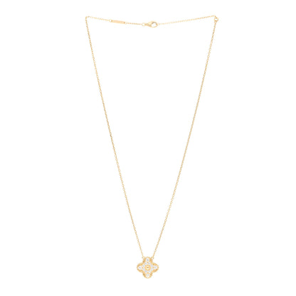 Van Cleef & Arpels 18K Yellow Gold Diamond Vintage Alhambra Pendant Necklace 3 of 4