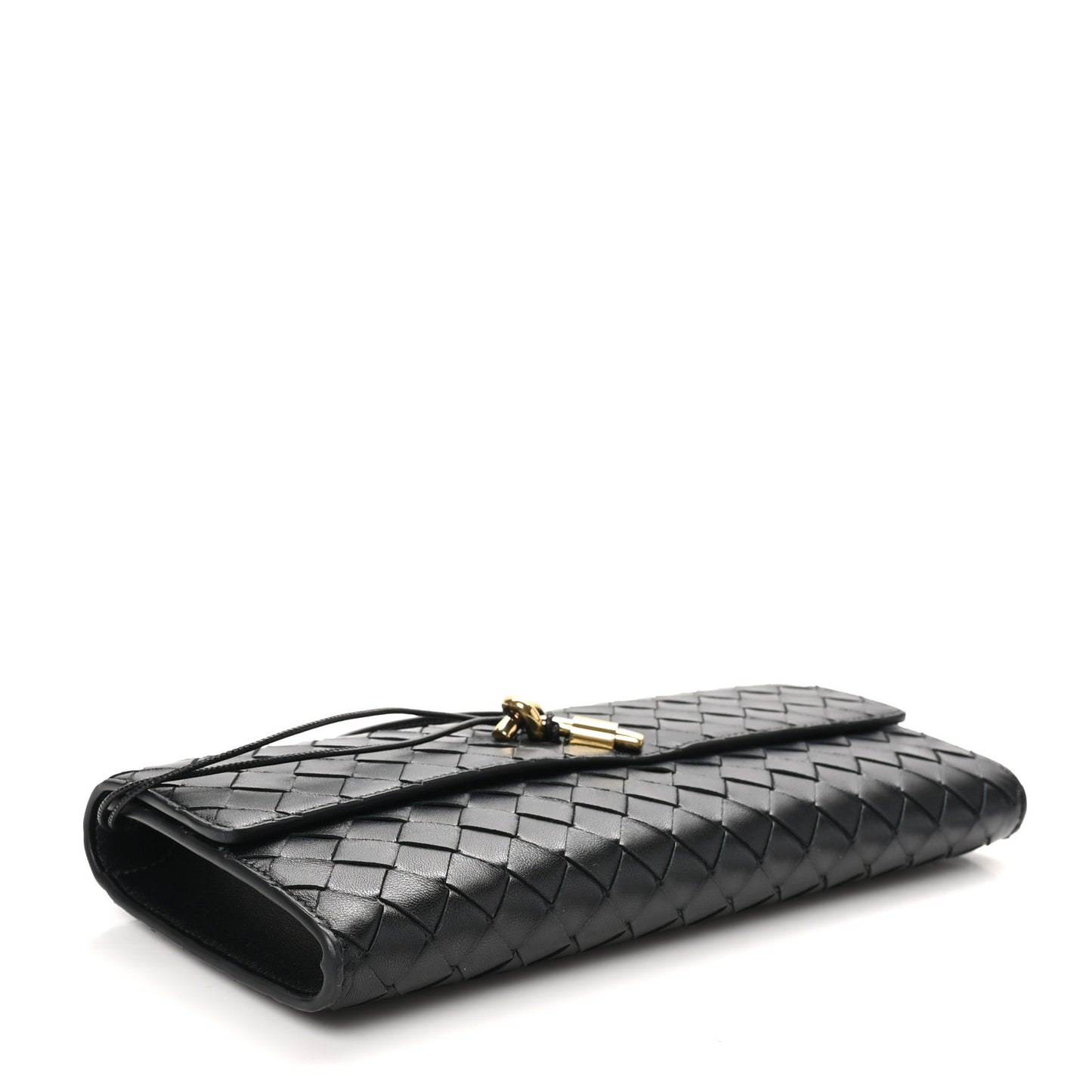Nappa Intrecciato Long Andiamo Top Handle Clutch Black