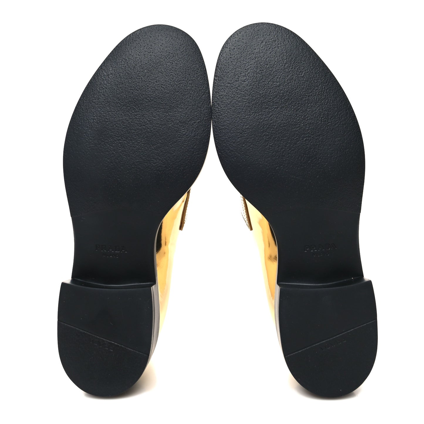 Metallic Brushed Calfskin Metal Triangle Logo 50mm Loafers 41 Platino
