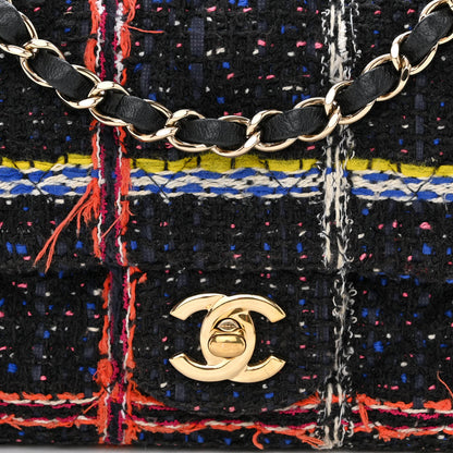 Chanel Tweed Quilted Mini Rectangular Flap Black Orange Blue 8 of 10