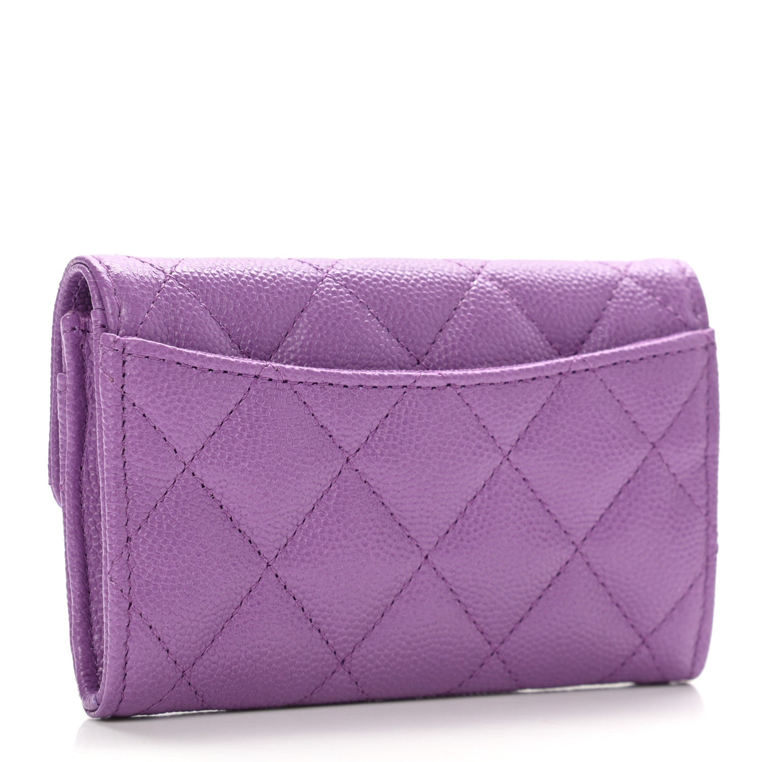 Chanel Caviar Quilted Flap Card Holder Wallet Purple 3 of 9
