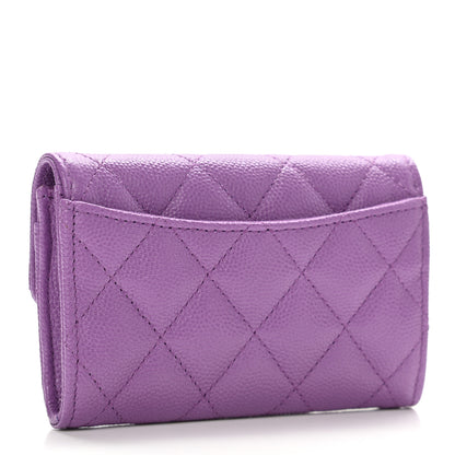 Chanel Caviar Quilted Flap Card Holder Wallet Purple 3 of 9