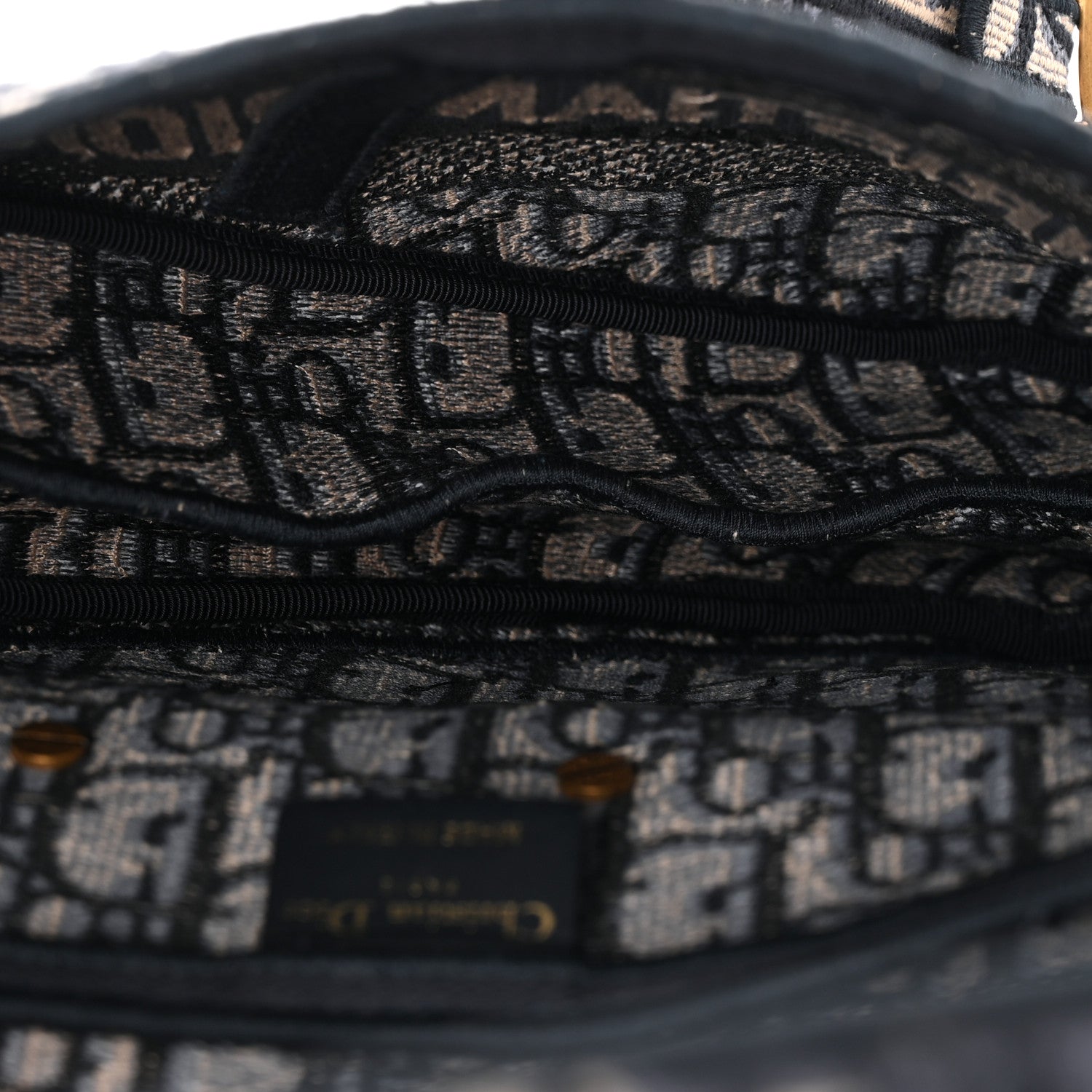 Christian Dior Oblique Embroidered Saddle Bag Blue 5 of 10