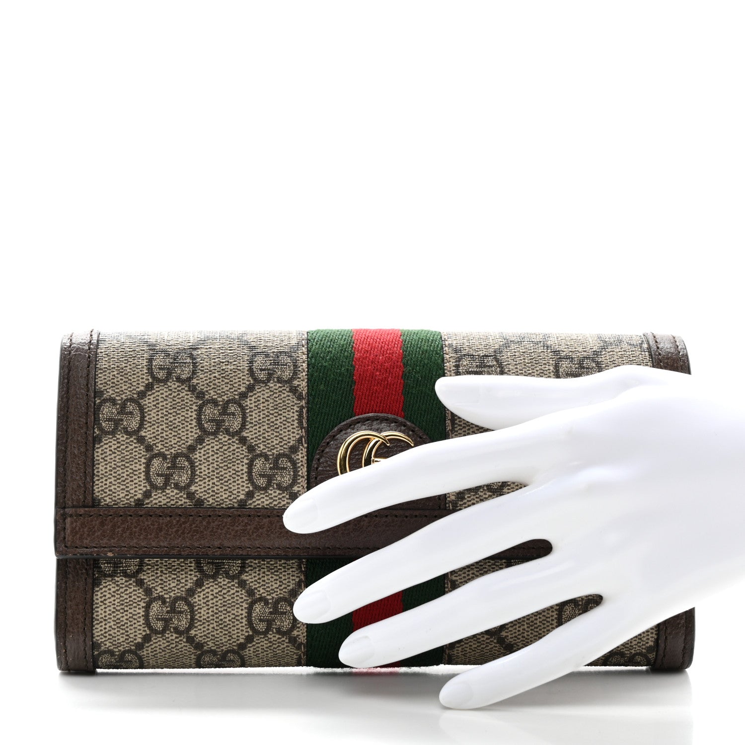 Gucci GG Supreme Monogram Web Ophidia Continental Wallet Brown 2 of 8