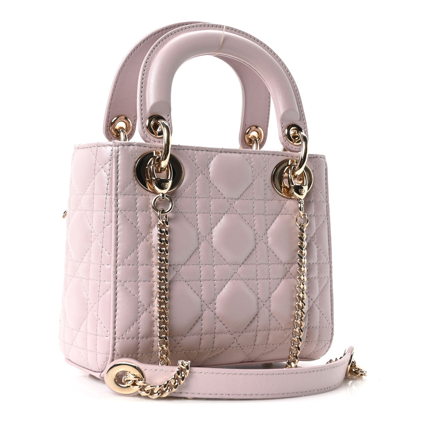 Metallic Lambskin Cannage Mini Lady Dior Lotus