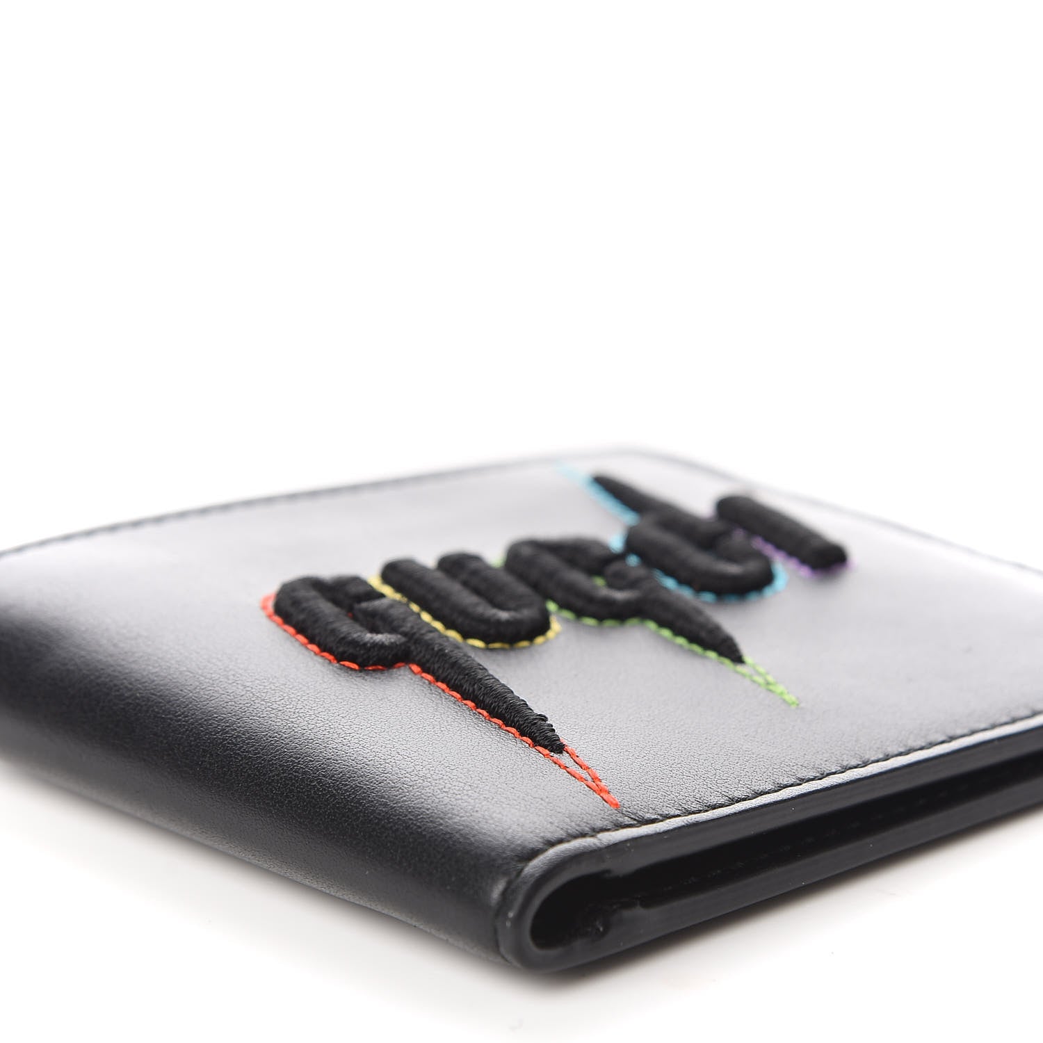 Gucci Calfskin Blade Embroidered Card Case Black 6 of 8