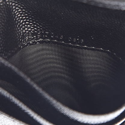 Saint Laurent Grain De Poudre Matelasse Chevron Monogram Zipped Card Case Black 7 of 8