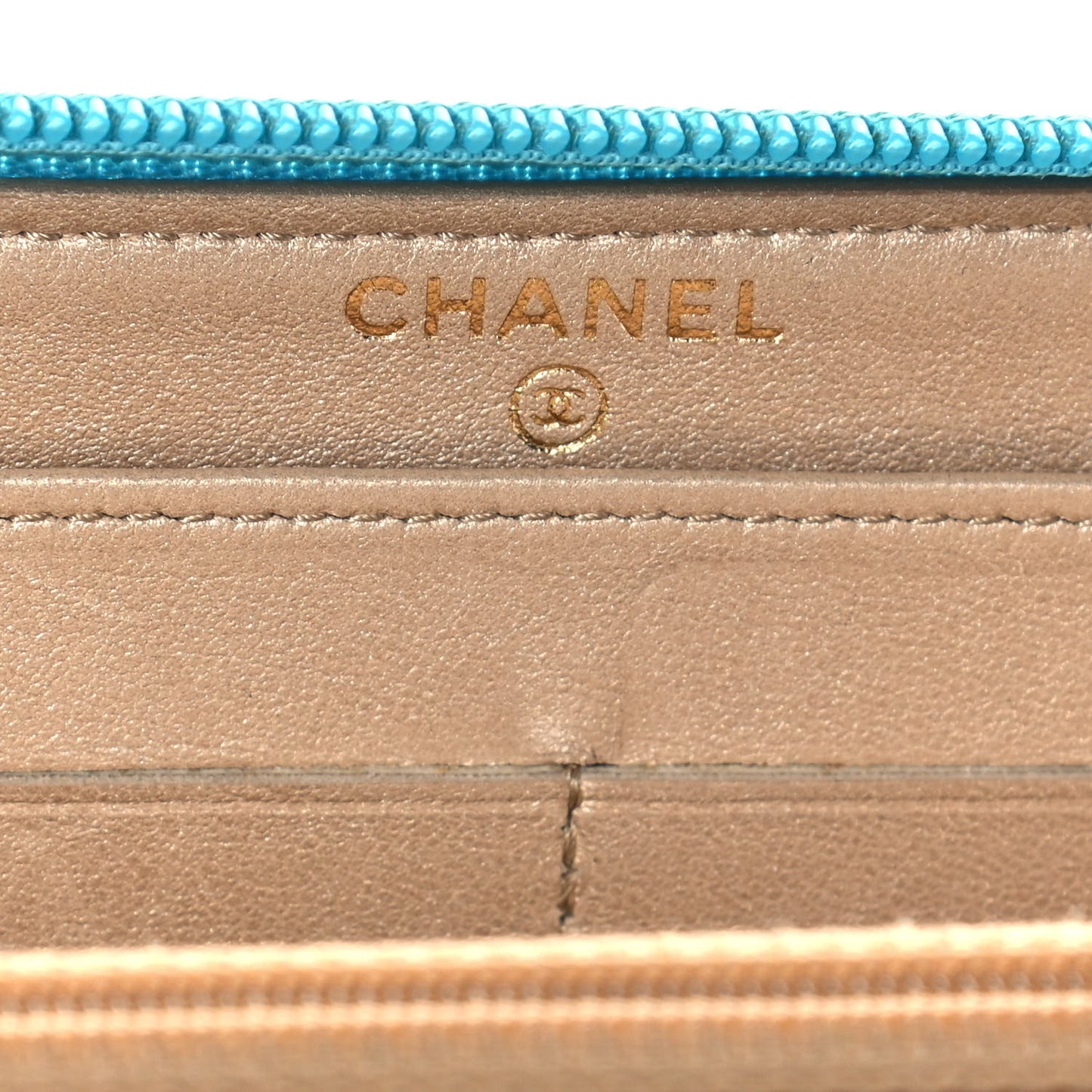Lambskin Camellia Embossed Large Gusset Zip Around Wallet Blue