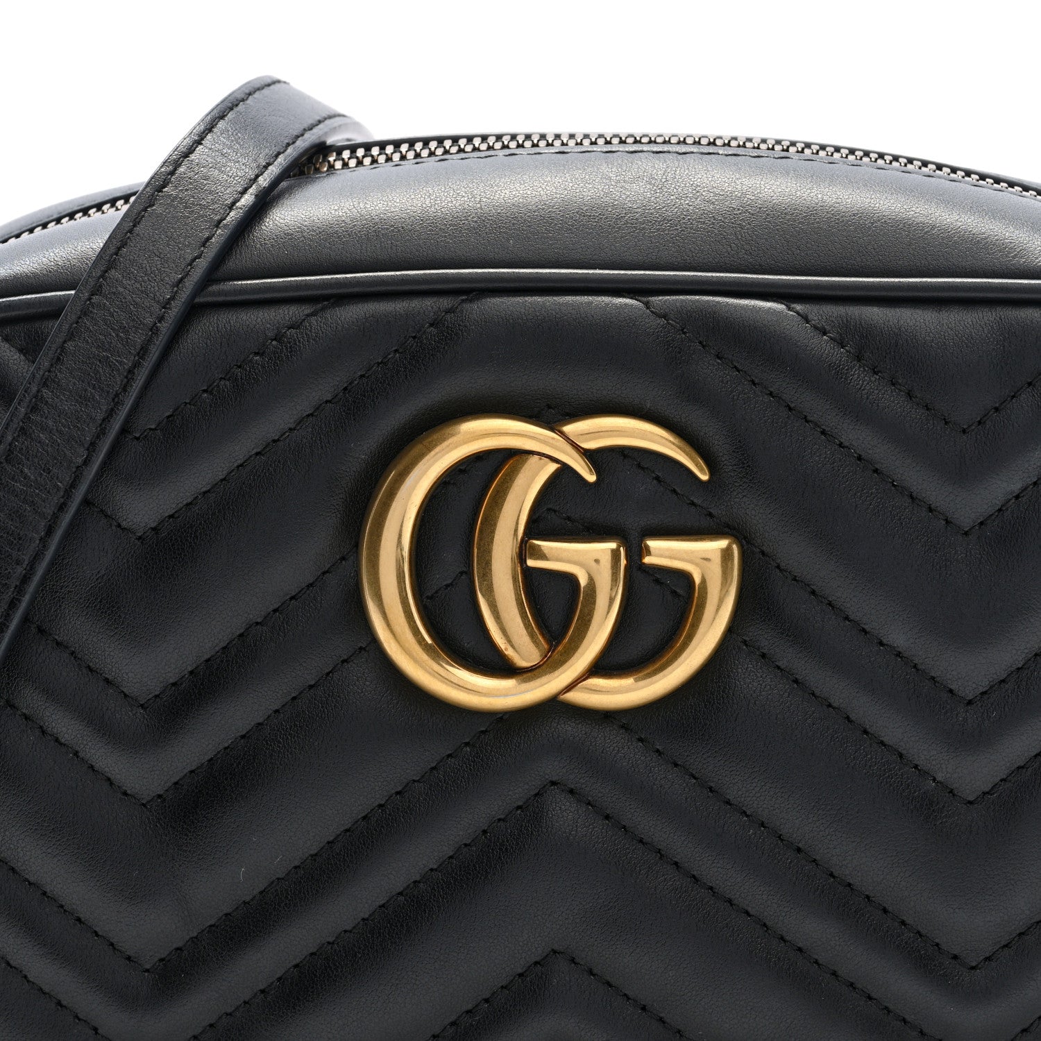 Gucci Calfskin Matelasse Small GG Marmont Chain Shoulder Bag Black 8 of 11