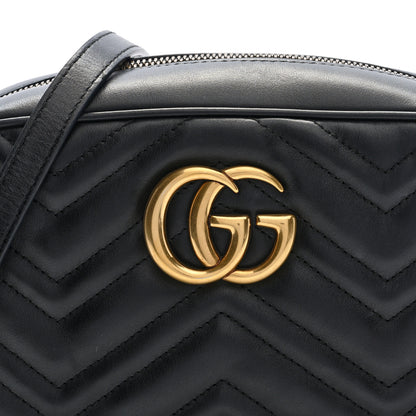 Gucci Calfskin Matelasse Small GG Marmont Chain Shoulder Bag Black 8 of 11