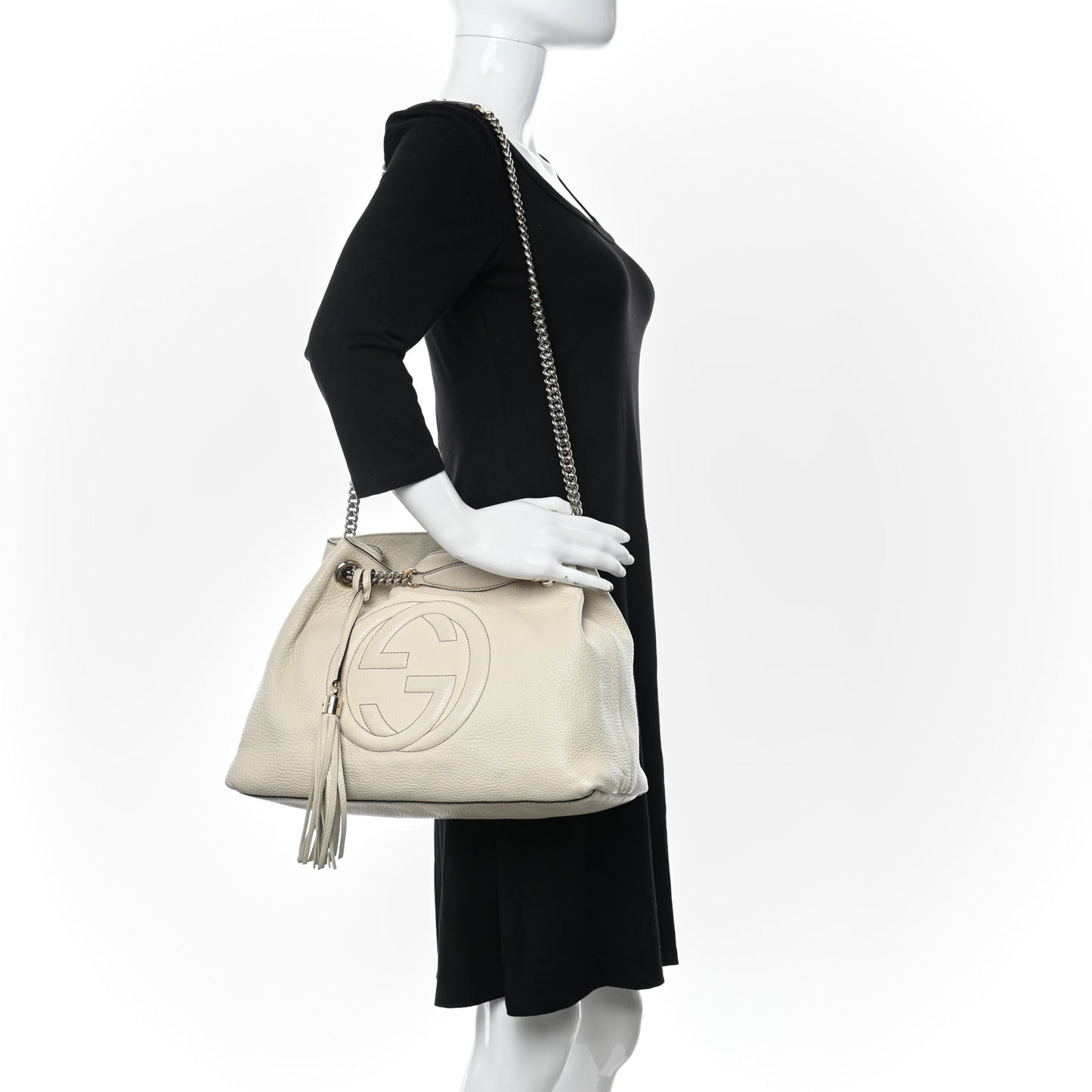 Cellarius Calfskin Medium Soho Chain Shoulder Bag Mystic White