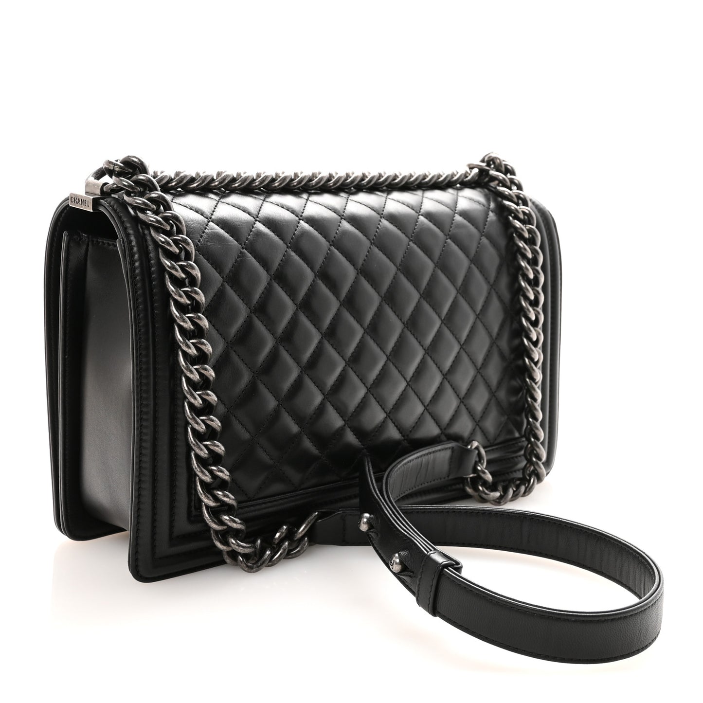Lambskin Quilted New Medium Boy Flap Black