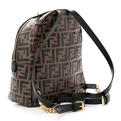 Fendi Vitello Bi-Color FF 1974 Embossed Mini Backpack Maya Black 3 of 12