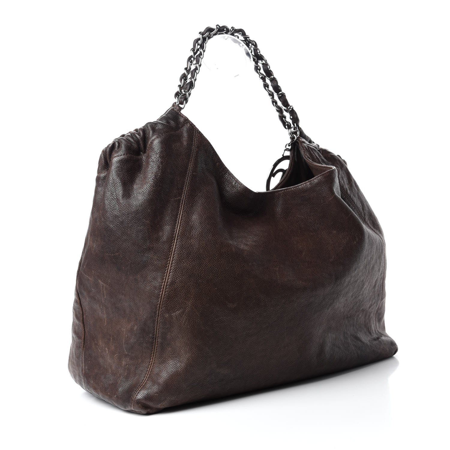 Chanel Distressed Caviar XL Coco Cabas Brown 3 of 14