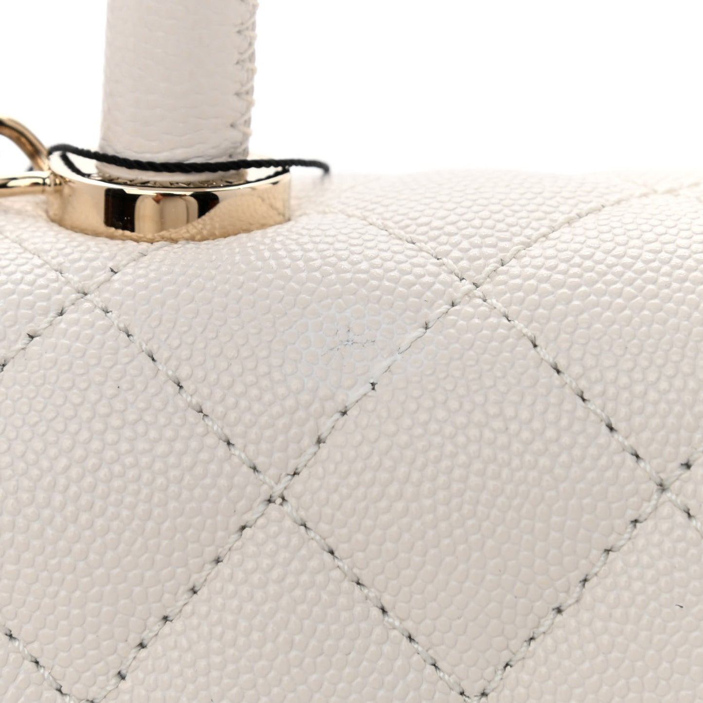 Caviar Quilted Extra Mini Coco Handle Flap White