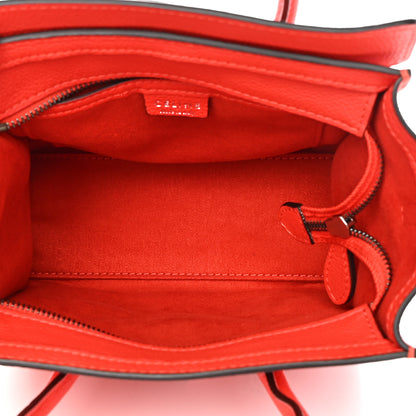 Celine Drummed Calfskin Nano Luggage Coquelicot 5 of 13