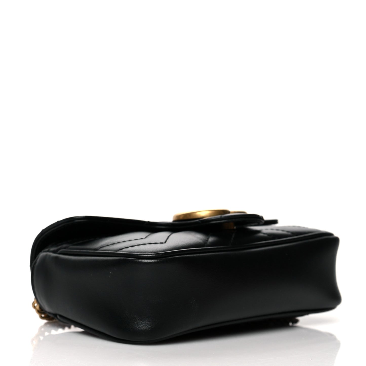 Calfskin Matelasse Super Mini GG Marmont Shoulder Bag Black