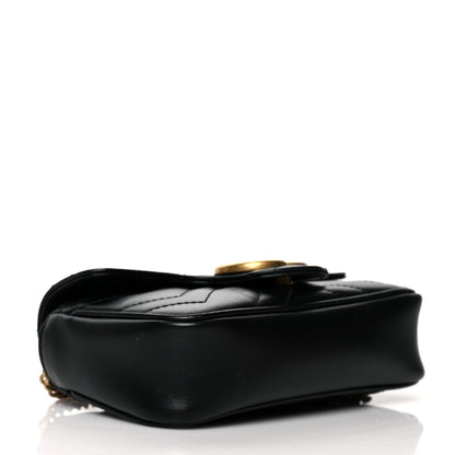 Gucci Calfskin Matelasse Super Mini GG Marmont Shoulder Bag Black 4 of 10