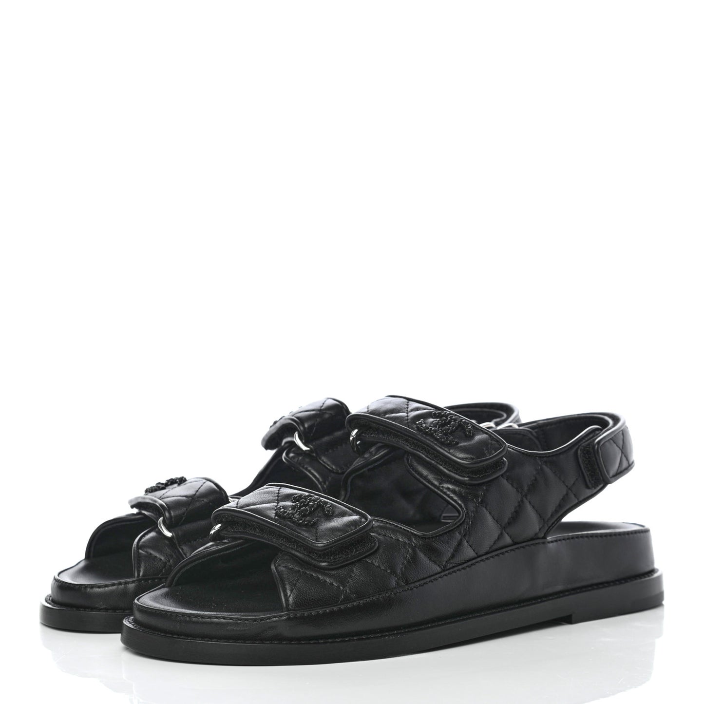Lambskin Velcro Dad Sandals 36.5 Black