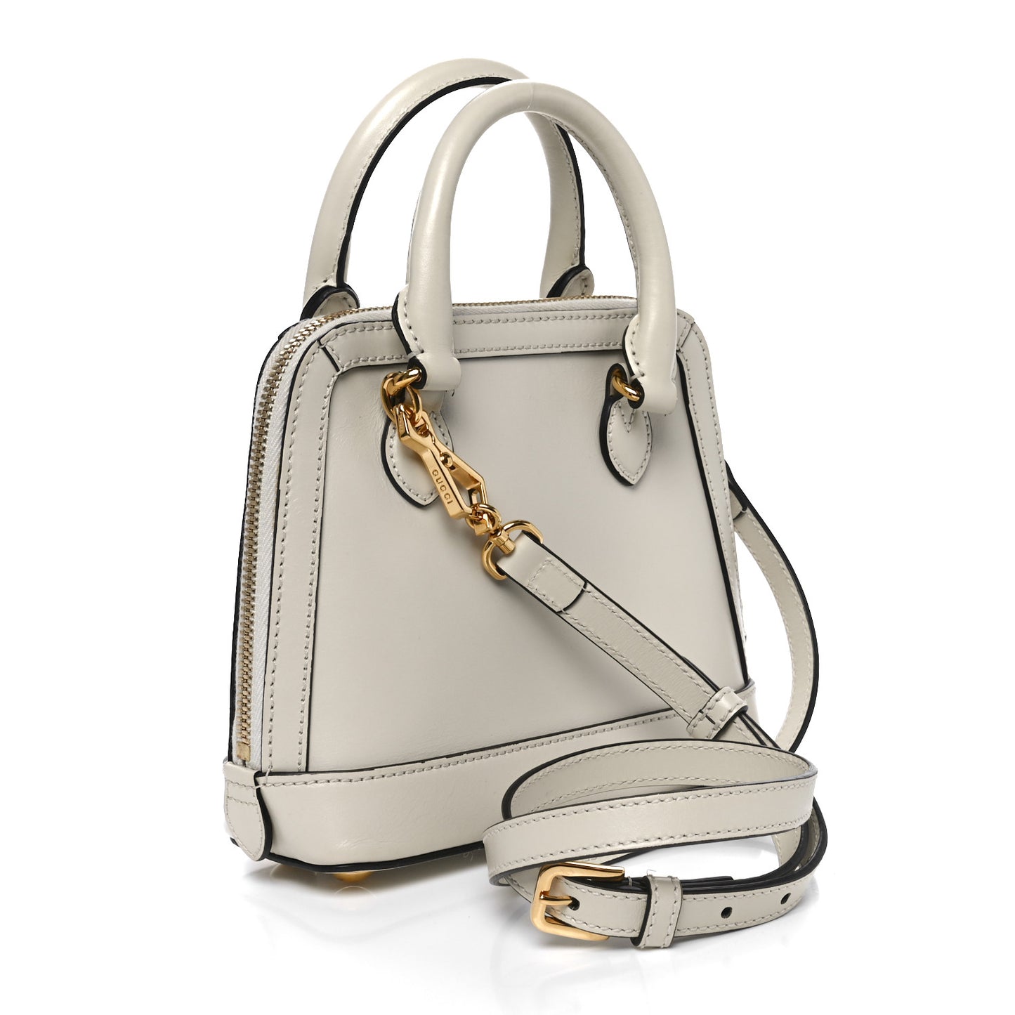 Boarded Plutone Calfskin Mini Horsebit 1955 Top Handle Bag Mystic White