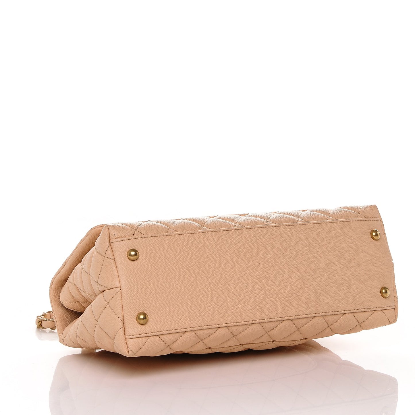 Caviar Quilted Small Coco Handle Flap Light Beige