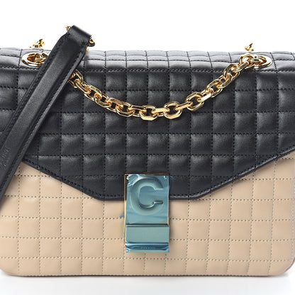 Celine Calfskin Quilted Medium C Bag Black Beige 6 of 8