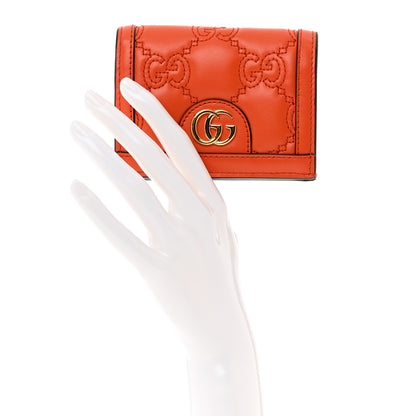 Gucci Calfskin GG Matelasse Card Case Wallet Deep Orange 2 of 7