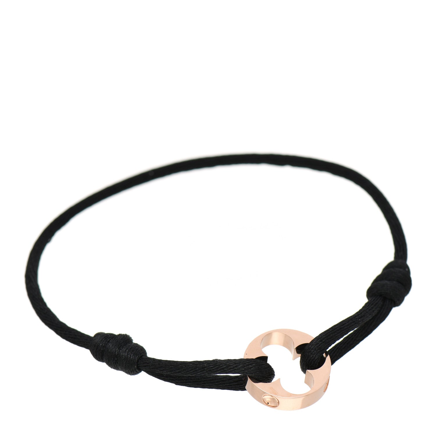 Louis Vuitton 18K Pink Gold Empreinte Adjustable Cord Bracelet Black 1 of 4