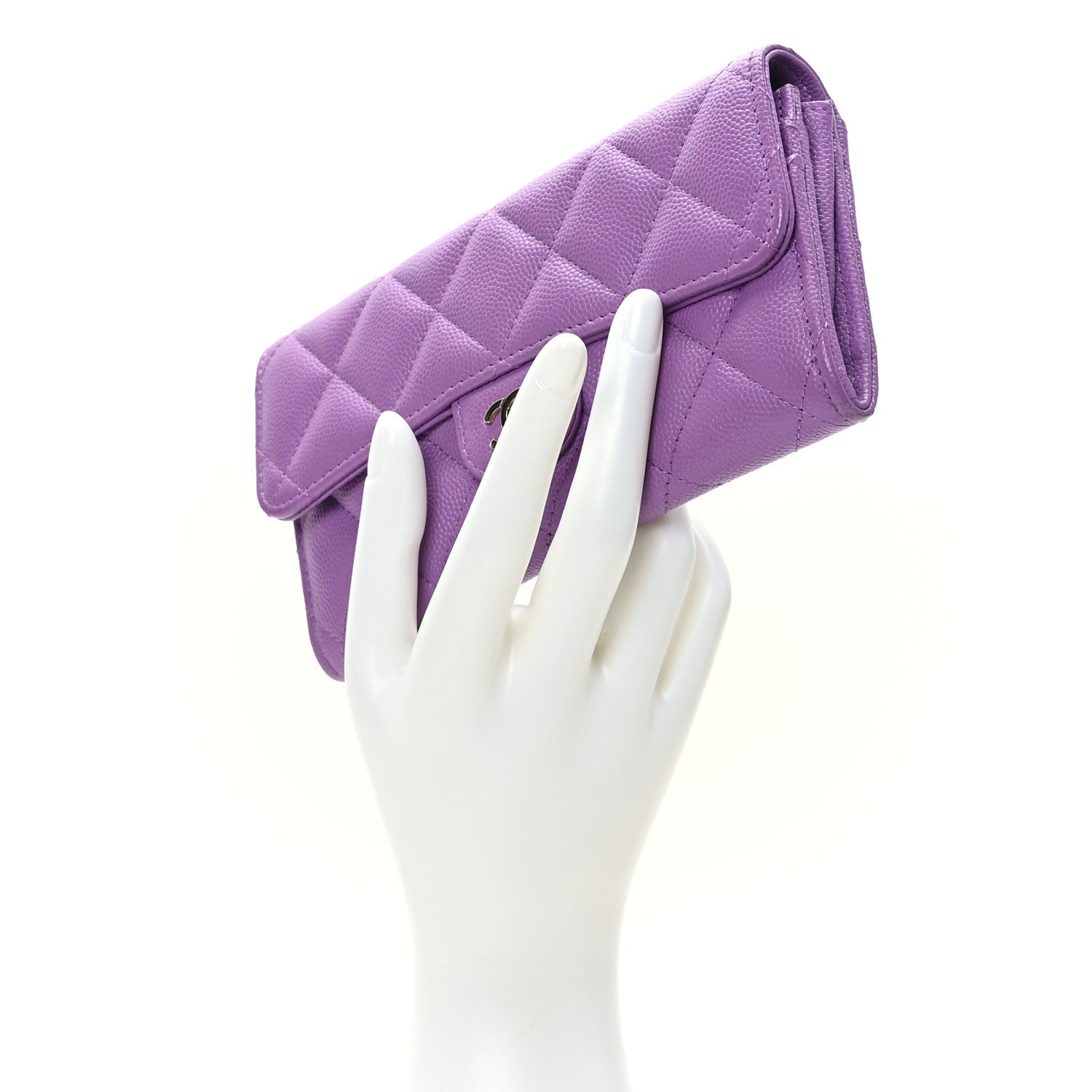 Chanel Caviar Quilted Medium Gusset Flap Wallet Purple 2 of 7
