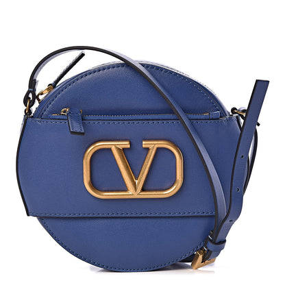 Valentino Garavani Calfskin VLogo Round Crossbody Bag Blue 1 of 10