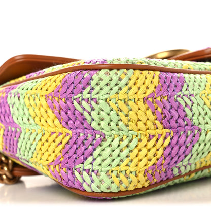 Gucci Calfskin Raffia Woven Small GG Marmont Shoulder Bag Multicolor 9 of 10