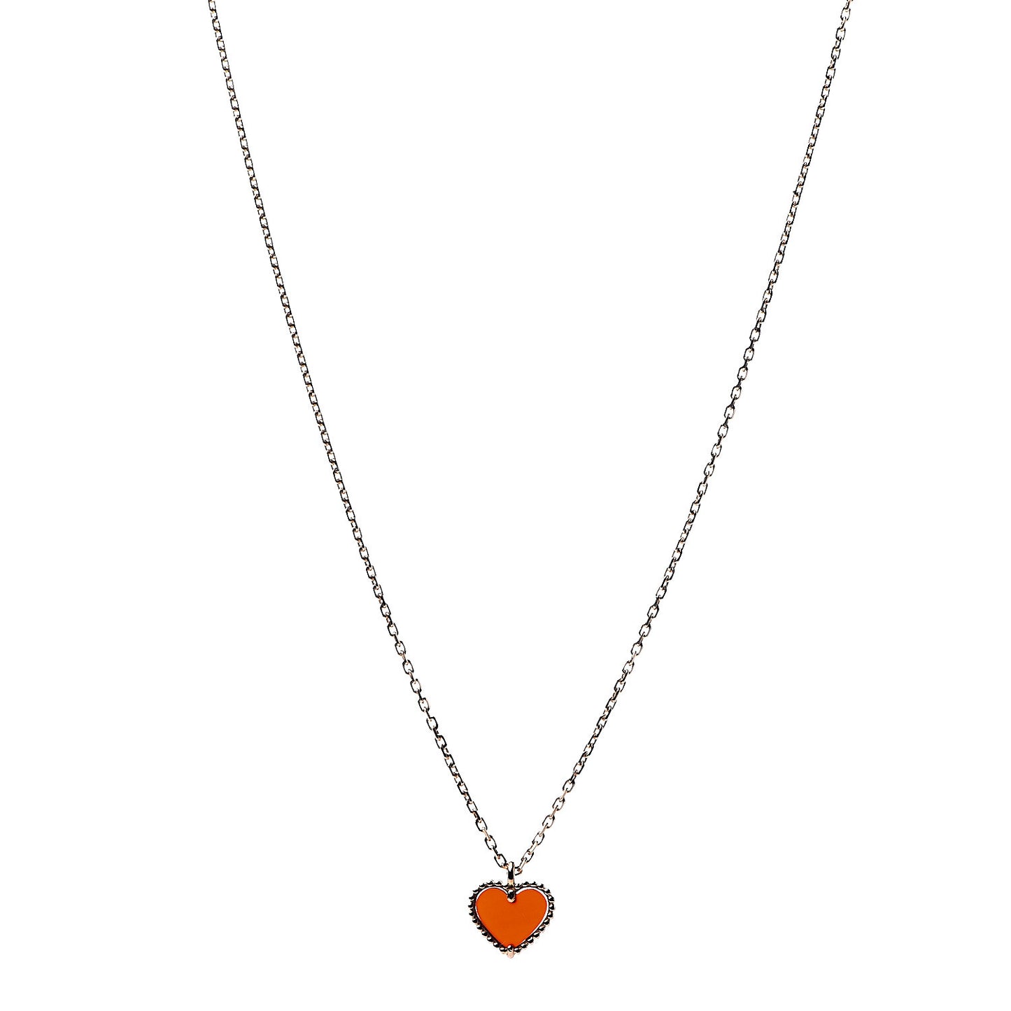 18K Rose Gold Carnelian Sweet Alhambra Heart Pendant Necklace