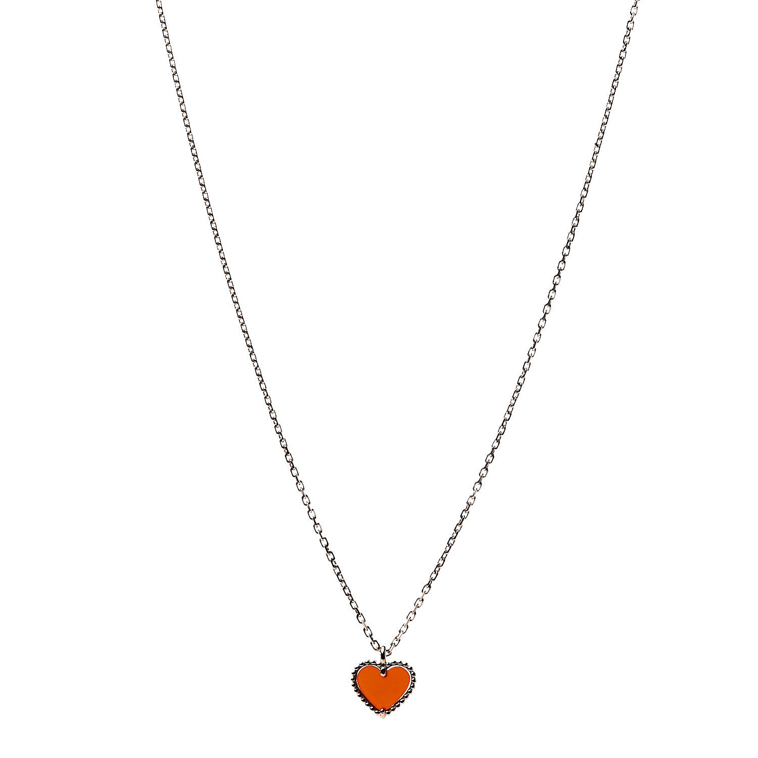 Van Cleef & Arpels 18K Rose Gold Carnelian Sweet Alhambra Heart Pendant Necklace 1 of 7