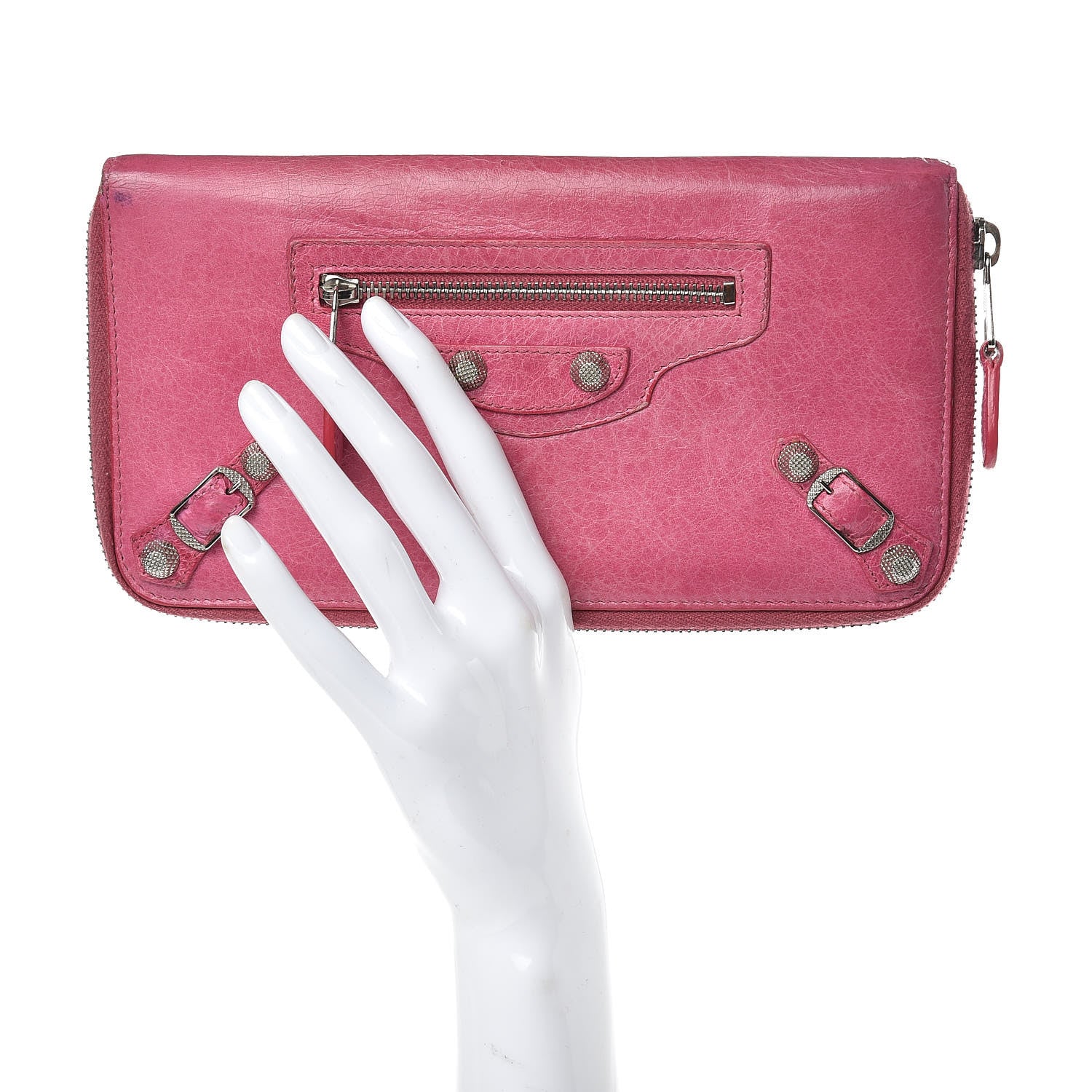 Balenciaga Agneau Giant 12 Silver Hardware Compagnon Wallet Sorbet 2 of 11