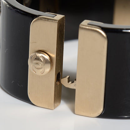 Chanel Resin Baguette Crystal CC Cuff Black 5 of 7