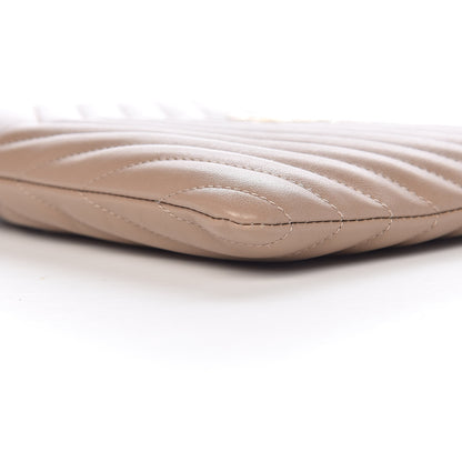 Saint Laurent Calfskin Matelasse Chevron Monogram A5 Wristlet Light Taupe 8 of 9