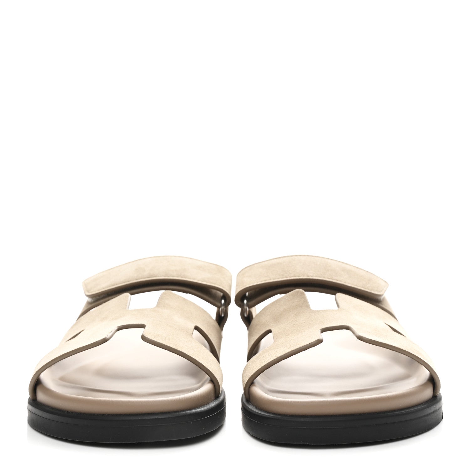 Hermes Suede Goatskin Womens Chypre Sandals 37.5 Beige Sable 3 of 10