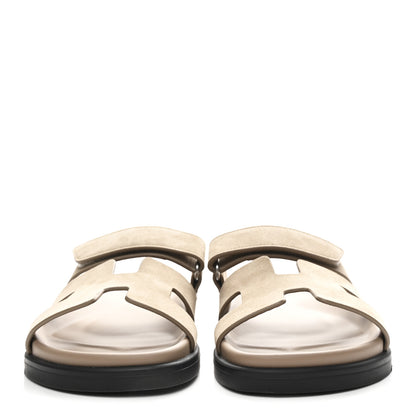 Hermes Suede Goatskin Womens Chypre Sandals 37.5 Beige Sable 3 of 10