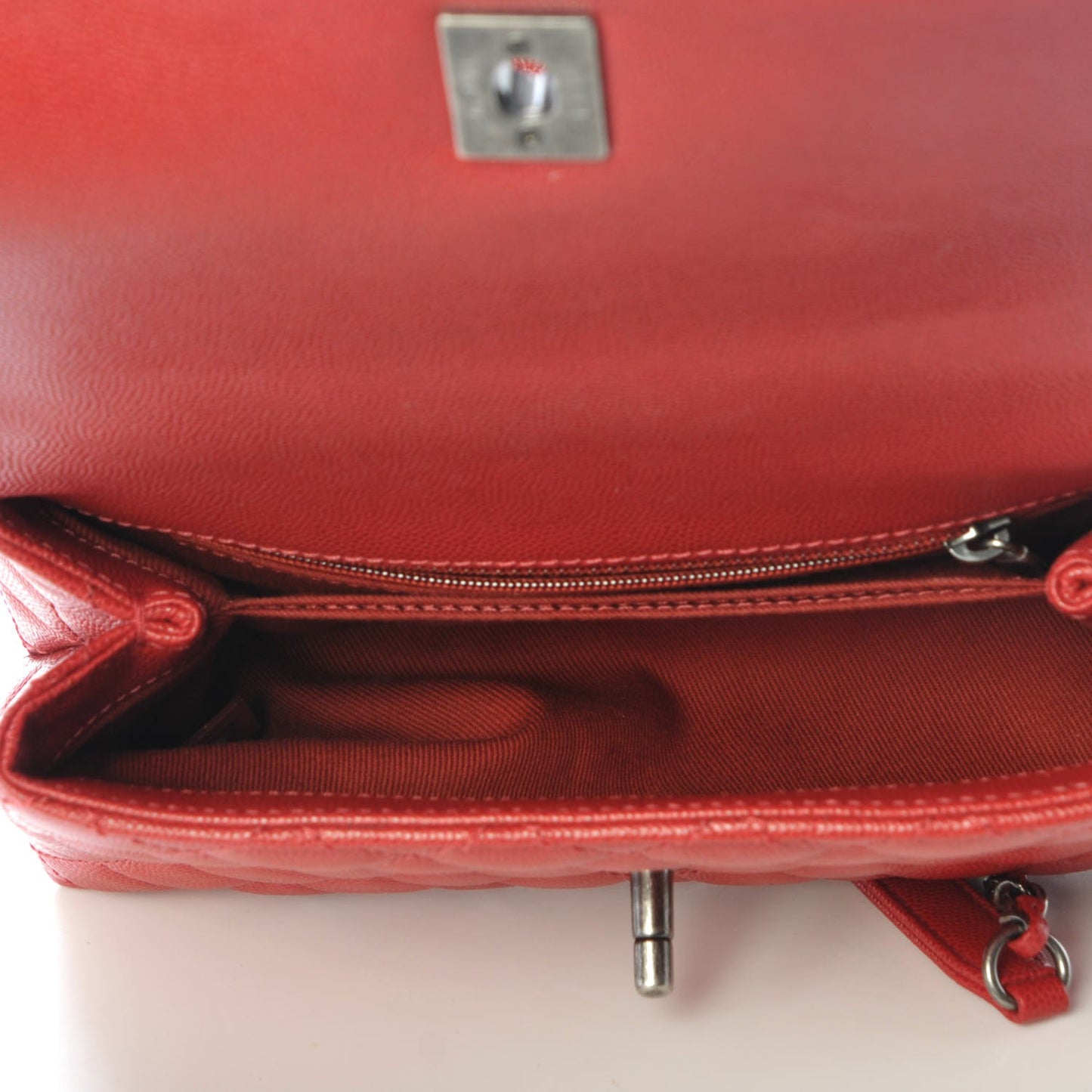 Caviar Quilted Mini Coco Handle Flap Red