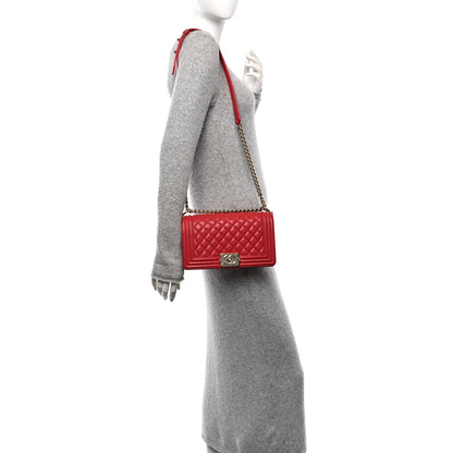 Chanel Caviar Quilted Medium Boy Flap Red 2 of 11