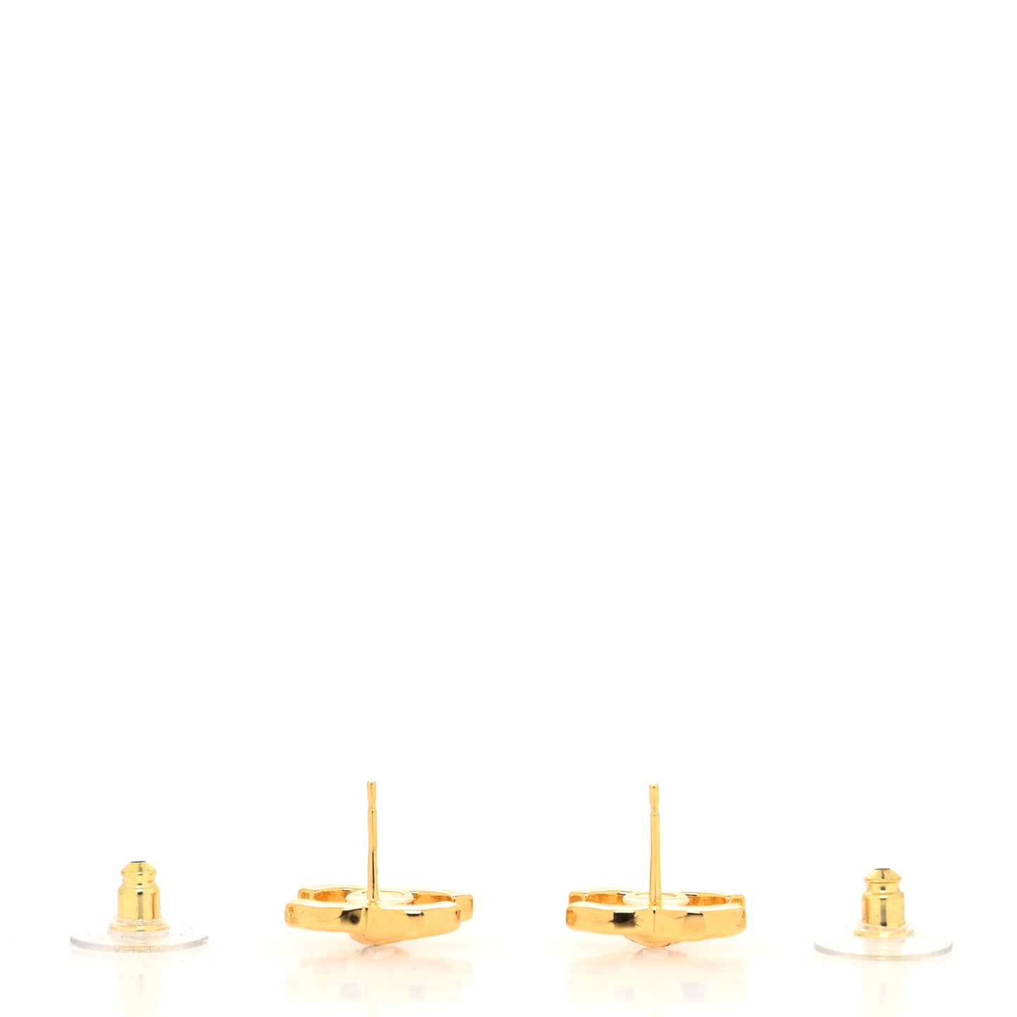 Metal Crystal CC Marquise Earrings Gold
