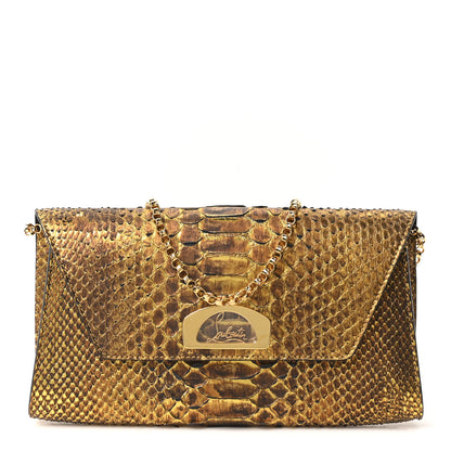 Christian Louboutin Snakeskin Riviera Clutch Gold 1 of 9