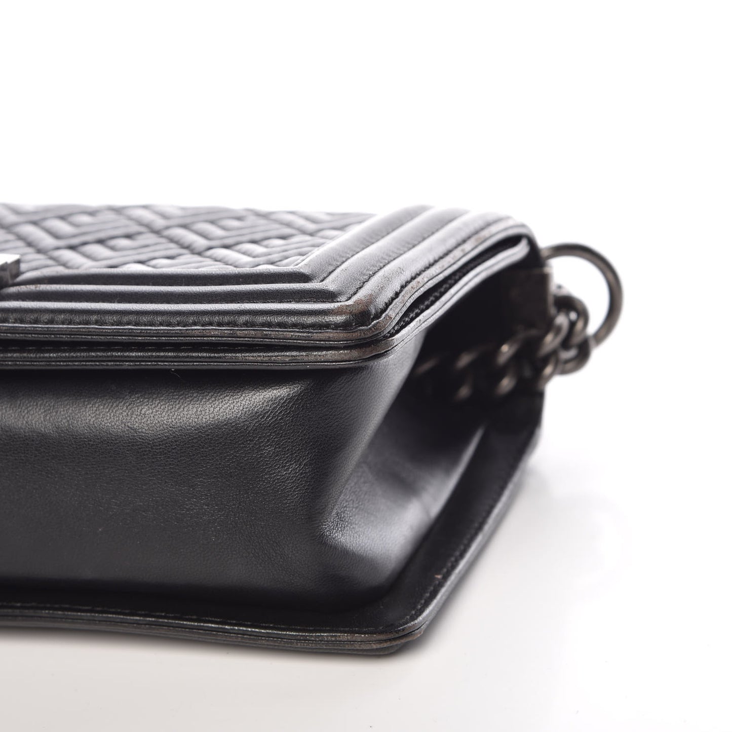 Lambskin Chevron Quilted Medium Boy Flap Black