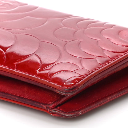 Chanel Patent Camellia Embossed Yen Wallet Red 9 of 24